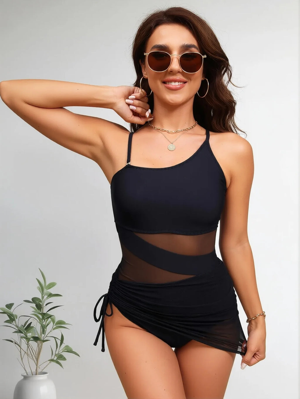 Casual European & American Style Tankini – Loose Fit Tummy Control Bikini Set, Quick-Dry & Breathable Swimwear for Women